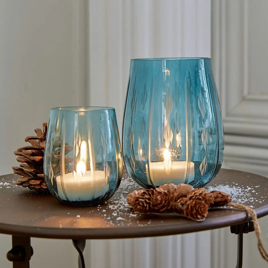 Loberon Windlicht Set 2 Stuks Danisar Blauw - afbeelding 4 van 6