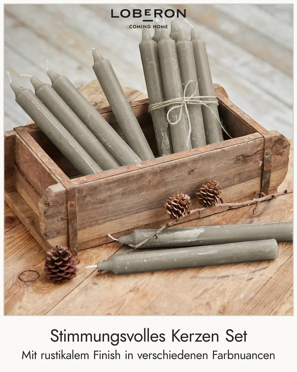 Loberon Bauceau Kaarsen - 12 Stuks Taupe - afbeelding 2 van 4