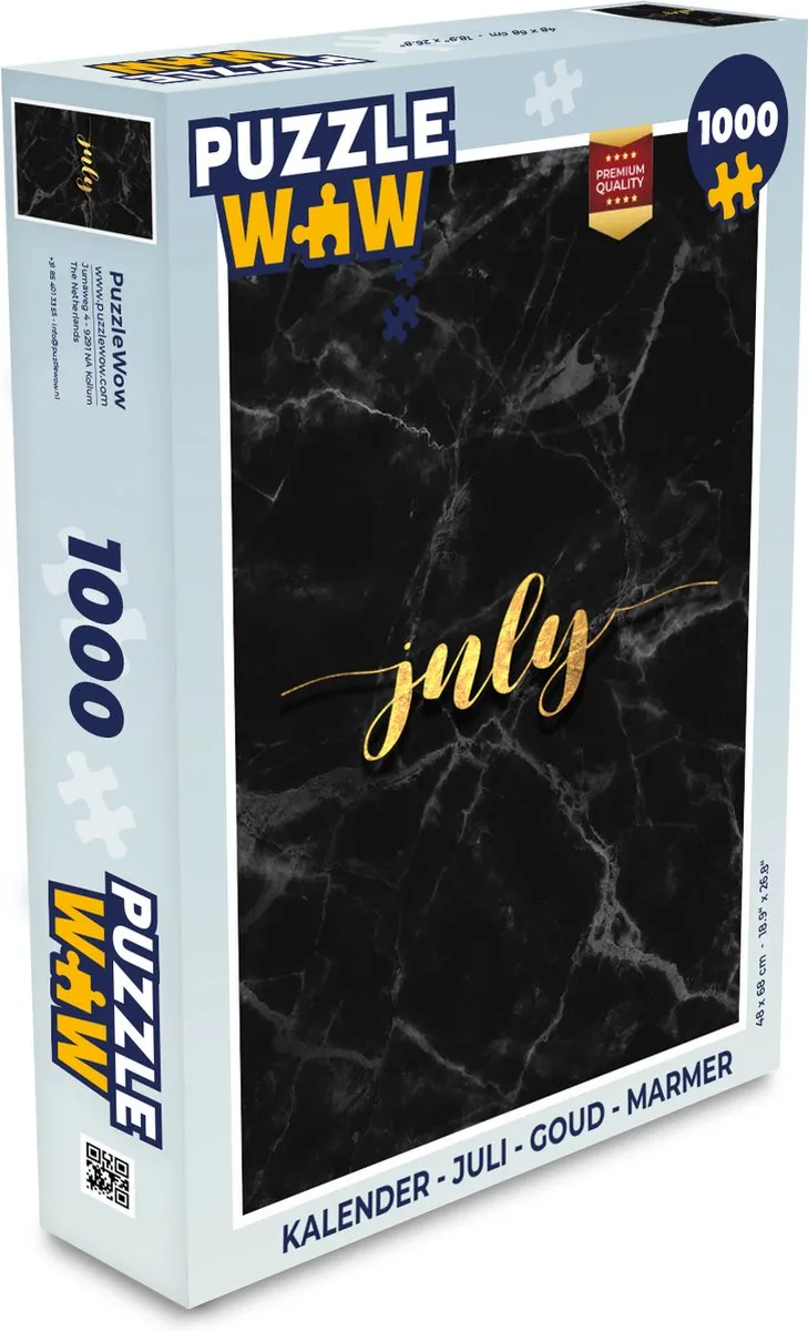 PuzzleWow Puzzel Kalender Juli Marmerprint 1000 Stuks