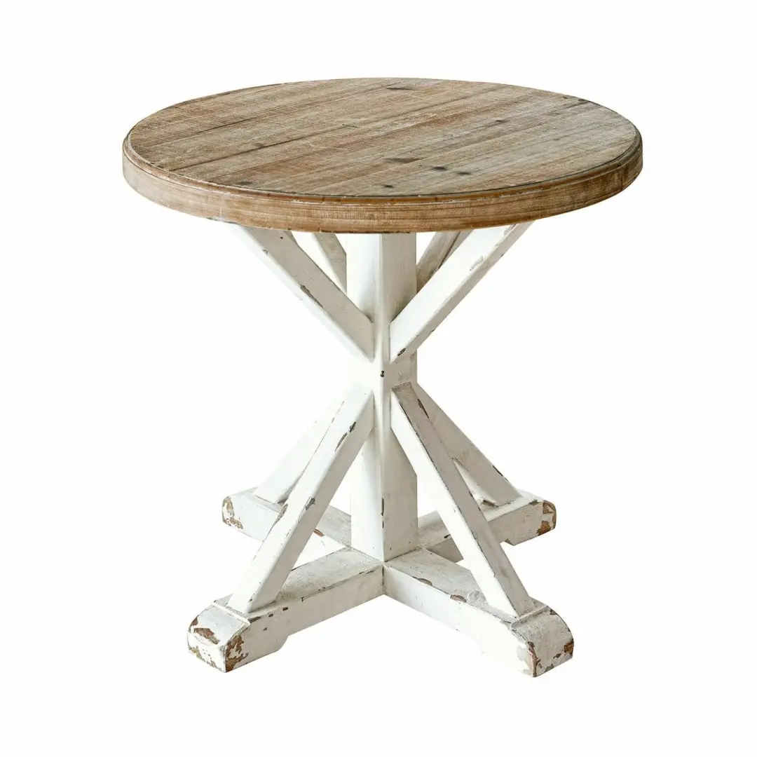 Loberon Frapelle Bijzettafel 60cm - Antiekwit/Bruin - afbeelding 2 van 6