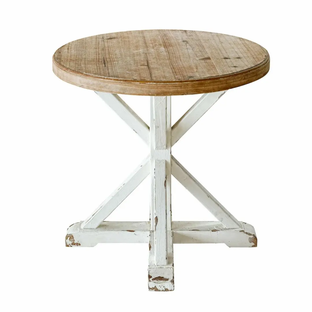 Loberon Frapelle Bijzettafel 60cm - Antiekwit/Bruin - afbeelding 3 van 6