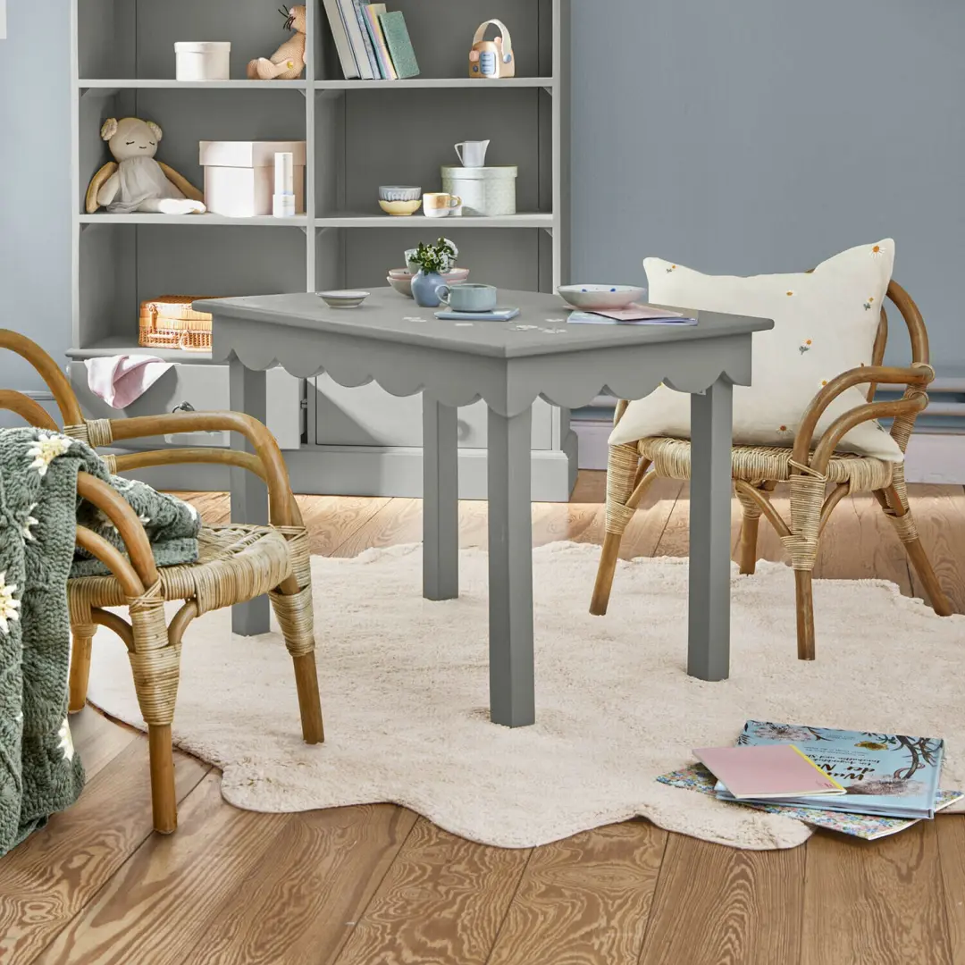 Loberon Poussinou Kindertafel - grijs/groen - afbeelding 2 van 6