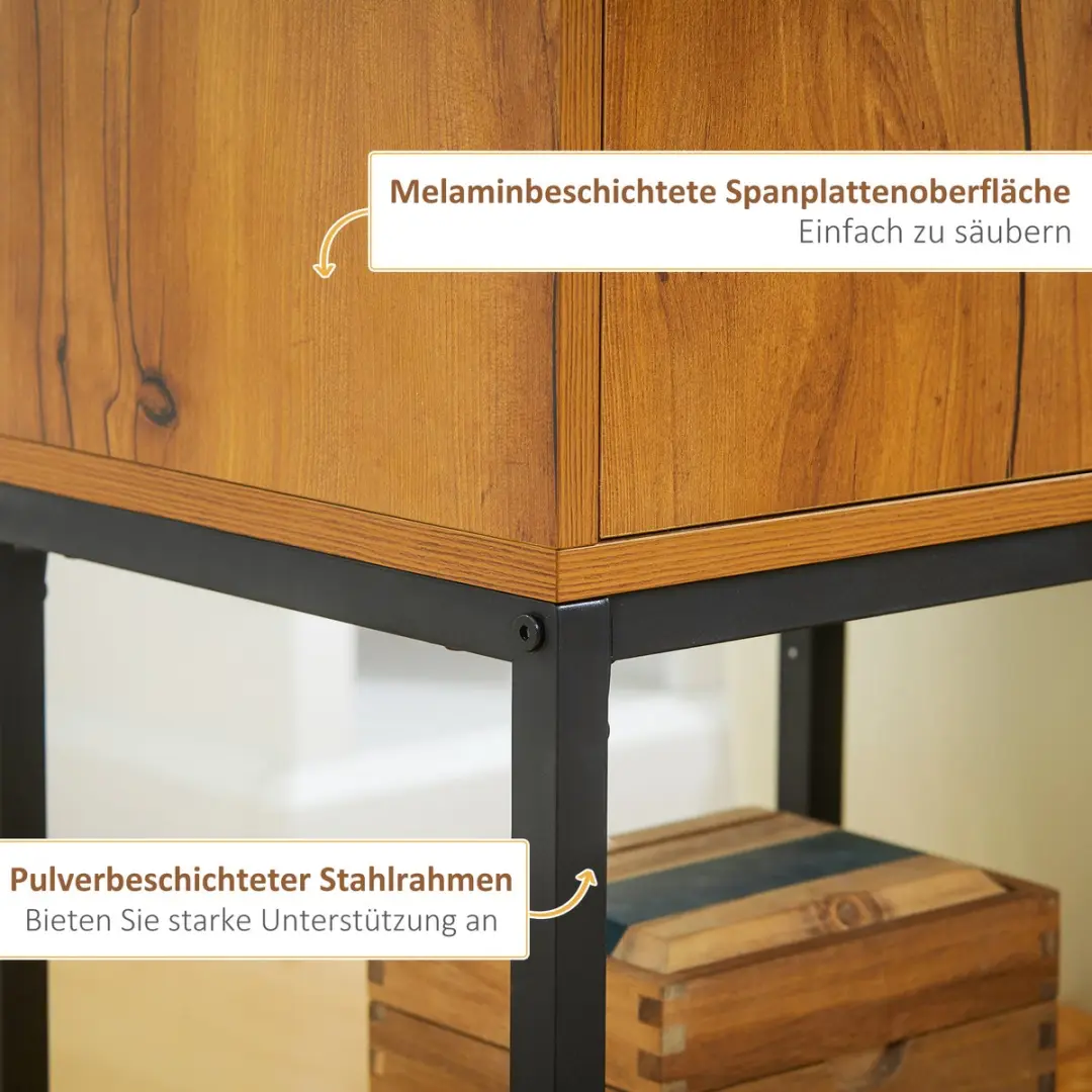 HOMCOM Consoletafel Industrieel - 40x30x60cm - afbeelding 6 van 6