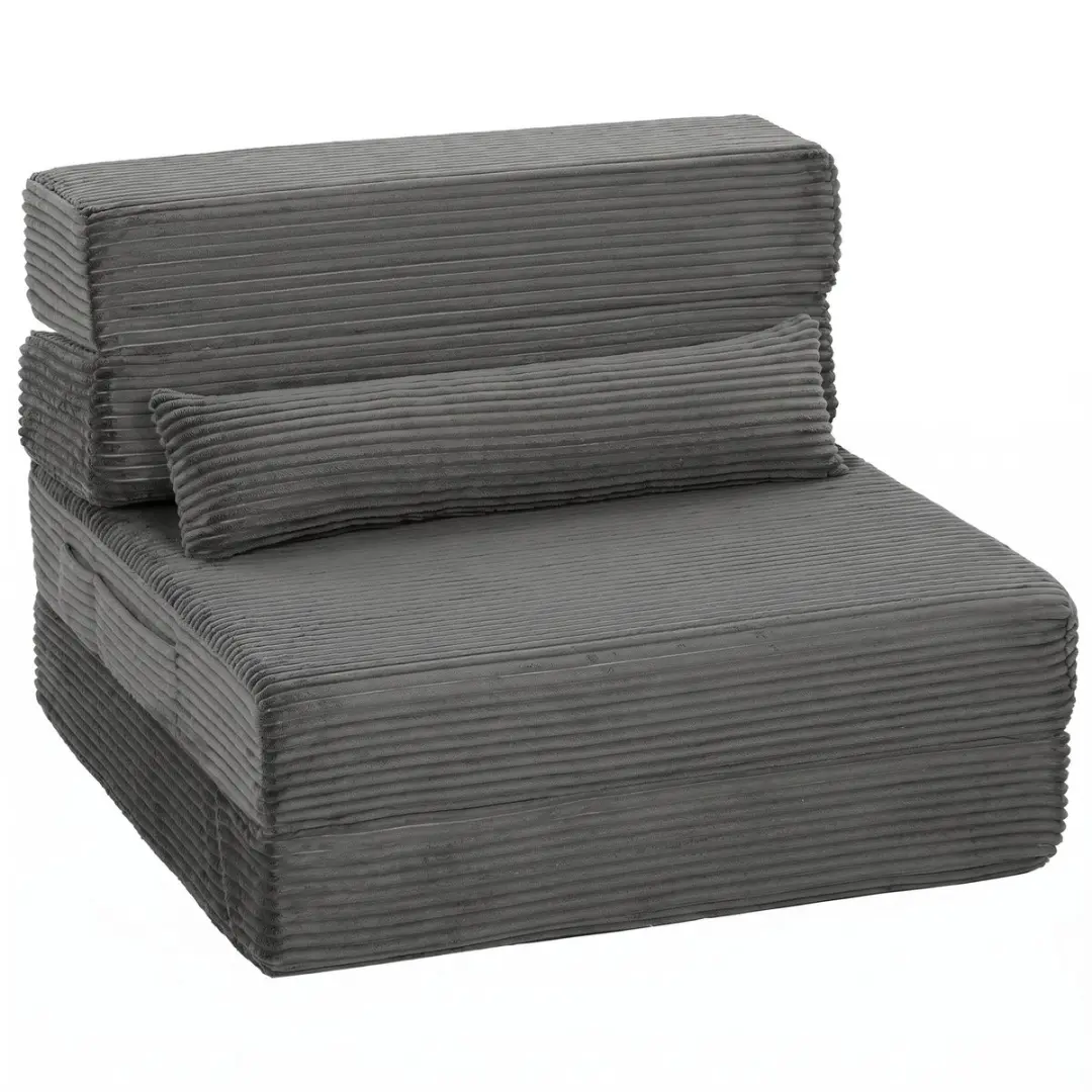 HOMCOM Floor Chair-Cord (100% Polyester)-70B x 200T x 12,5H cm-Dunkelgrau