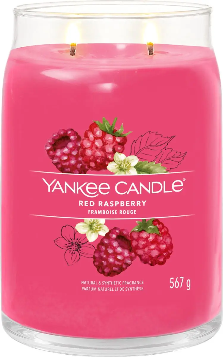 Yankee Candle Red Raspberry Geurkaars - 90 Branduren - afbeelding 2 van 3