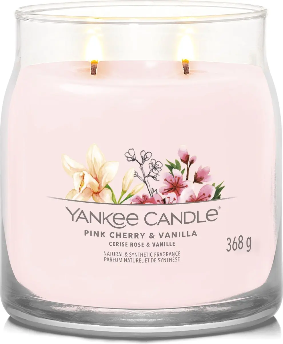 Yankee Candle Pink Cherry & Vanilla Geurkaars Medium - 368g - afbeelding 3 van 6