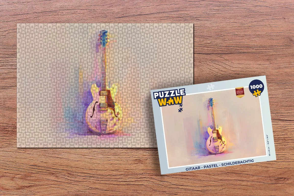 PuzzleWow Legpuzzel Gitaar Pastel 1000 Stuks