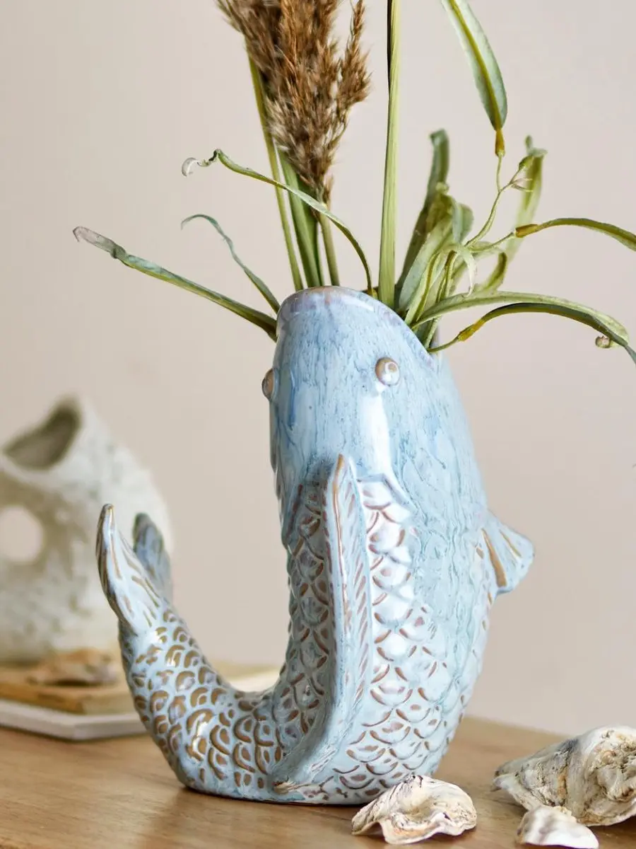 Bloomingville Hiro Vaas - 21cm - Blauw - afbeelding 6 van 6