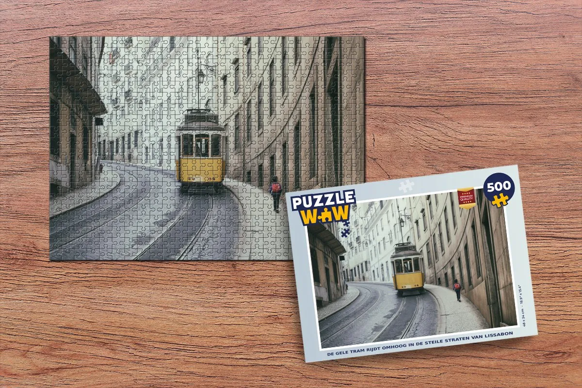 PuzzleWow Legpuzzel De Gele Tram Lissabon 500 Stuks - Multicolor