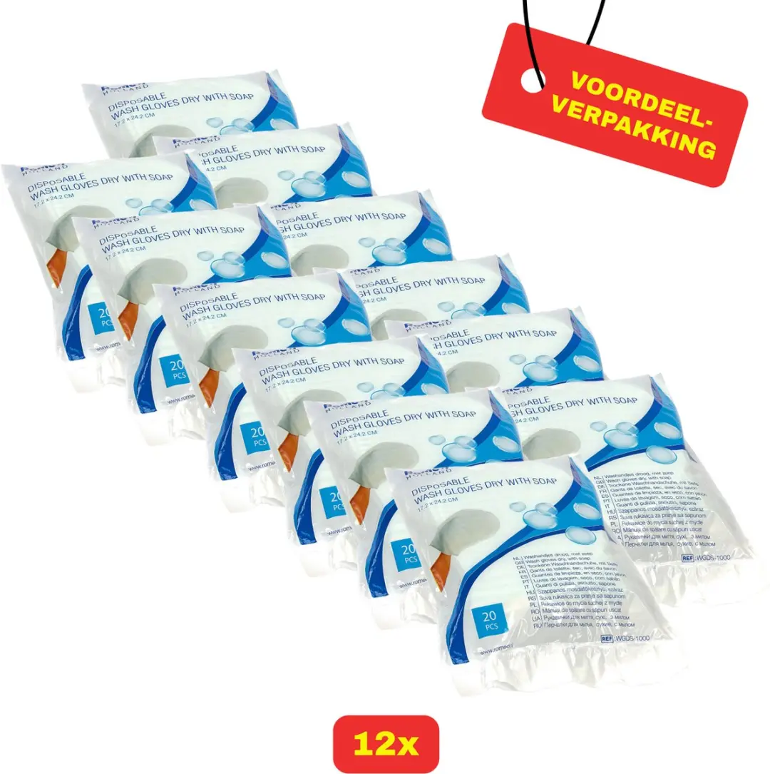 12 x Romed Droge washandjes met zeep 20 stuks