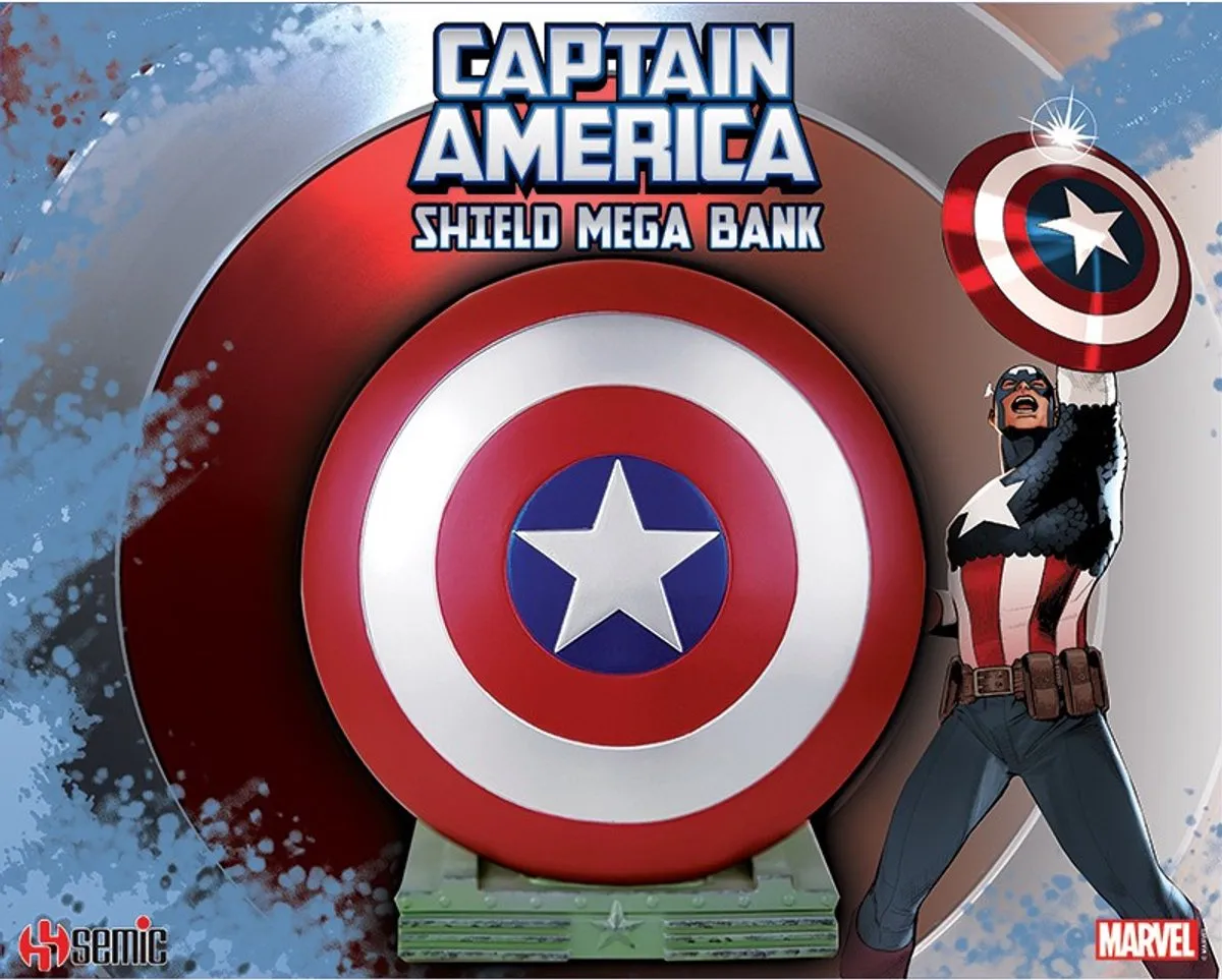 Marvel Captain America Shield Mega Bank - Blauw/Grijs/Rood/Wit