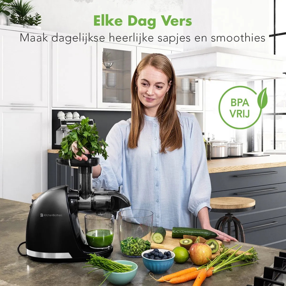 KitchenBrothers KB737 Slowjuicer 700ml - Zwart