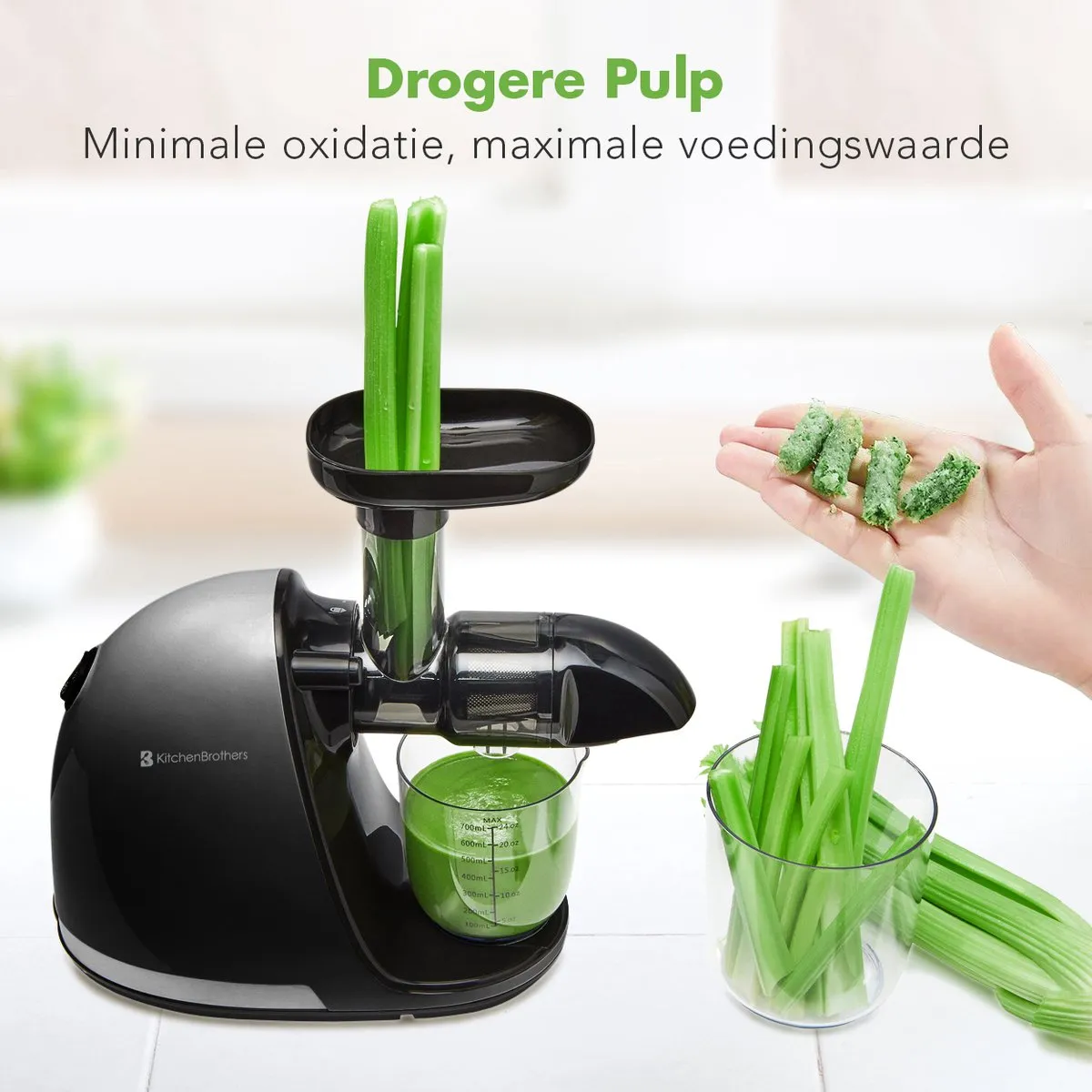 KitchenBrothers KB737 Slowjuicer 700ml - Zwart