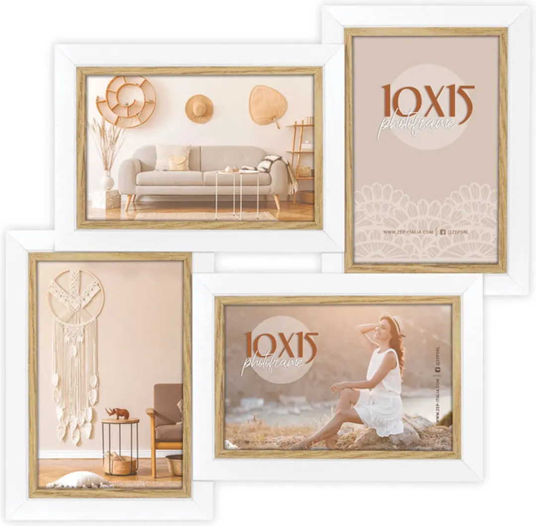 Zep Ayas 4Q Houten Fotolijst 4x10x15cm Wit/Bruin