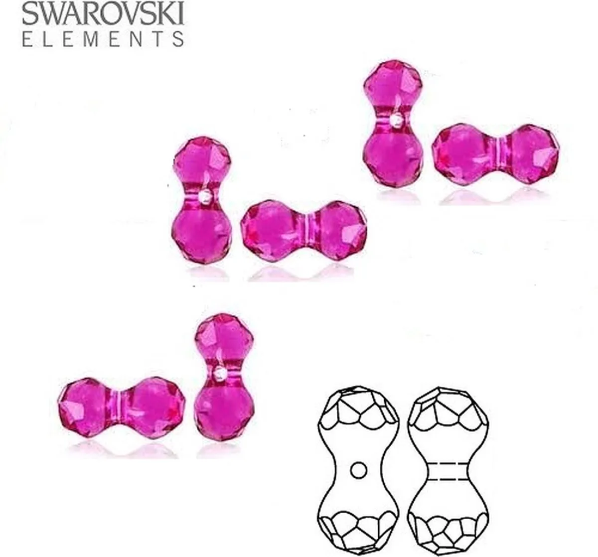 Swarovski Elements Modular Kralen 11x6mm Fuchsia