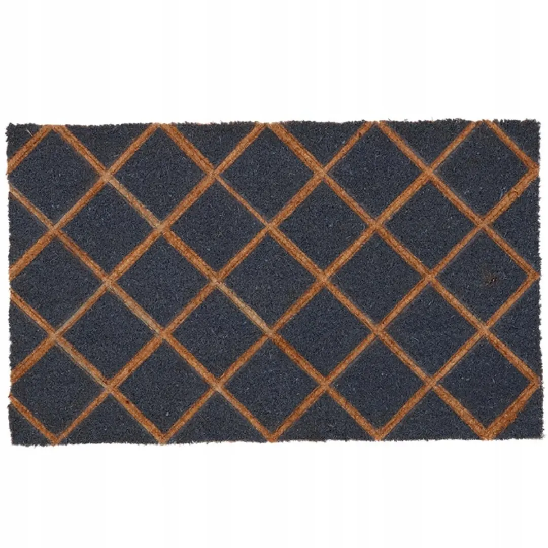 Woonerf Deurmat Kokos & Rubber 75x45cm Geometrisch Antraciet/Bruin