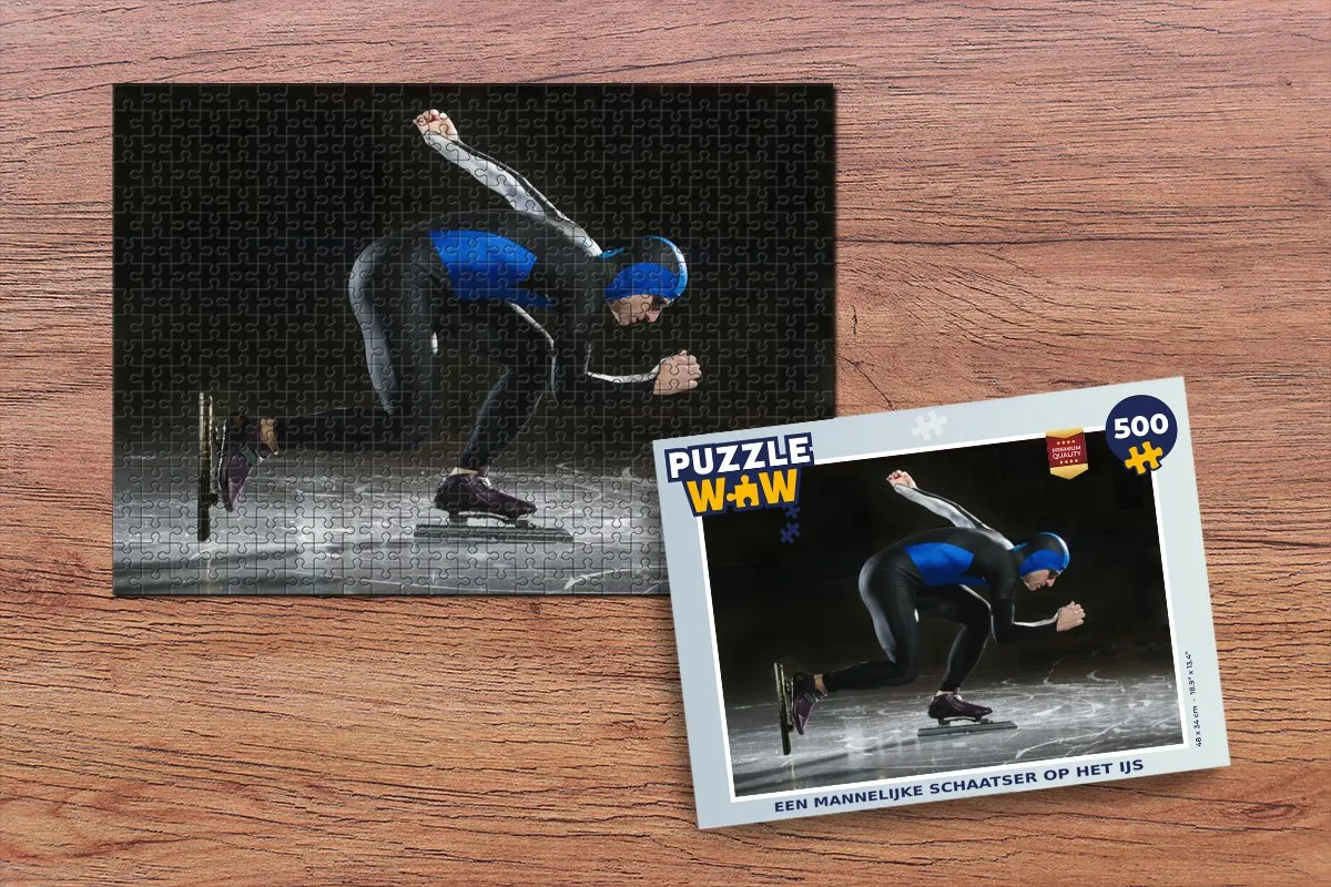 PuzzleWow Legpuzzel Een Mannelijke Schaatser 500 Stuks - Multicolor