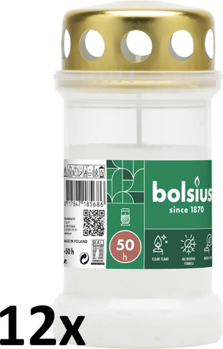 Bolsius Herdenkingslicht Transparant 12 x 1ST