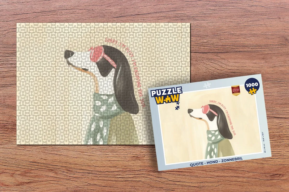 PuzzleWow Quote Hond Zonnebril Legpuzzel 1000 Stuks