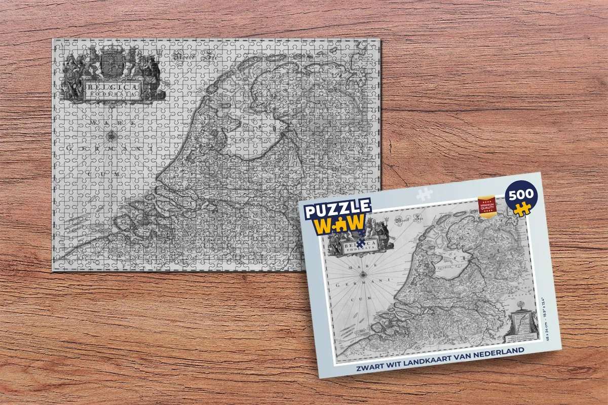 PuzzleWow Nederland Landkaart Puzzel 500 Stuks - Multicolor