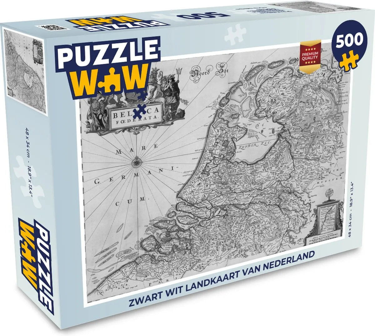 PuzzleWow Nederland Landkaart Puzzel 500 Stuks