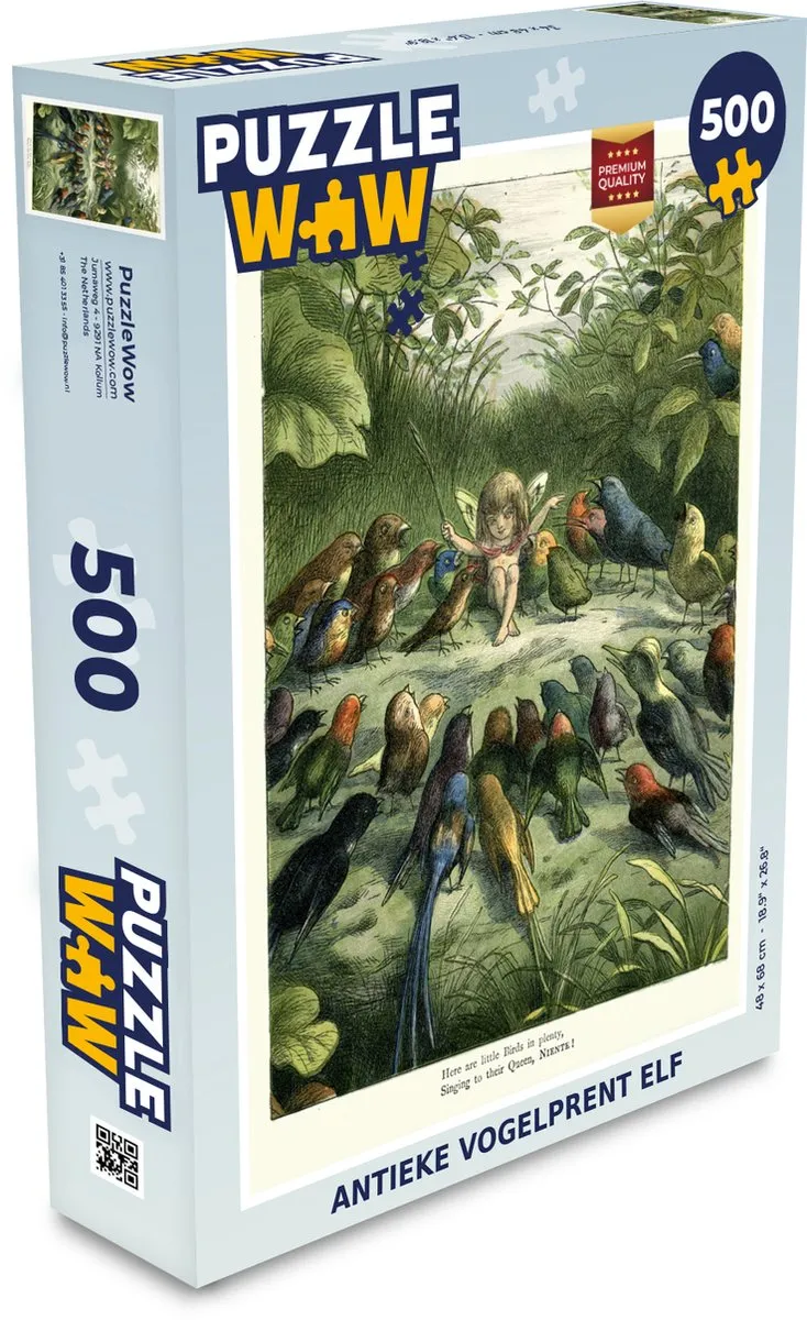 PuzzleWow Antieke Vogelprent Elf Legpuzzel 500 Stuks