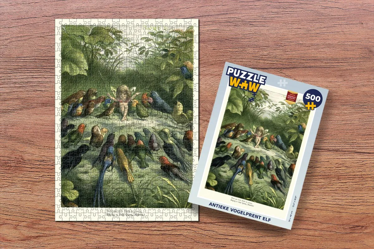 PuzzleWow Antieke Vogelprent Elf Legpuzzel 500 Stuks - Multicolor