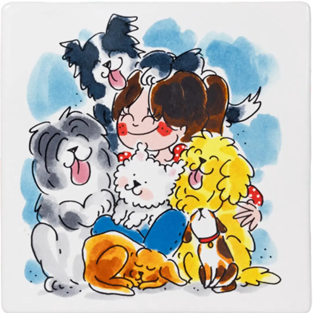 Blond Amsterdam Hond Keramiektegel 13x13cm