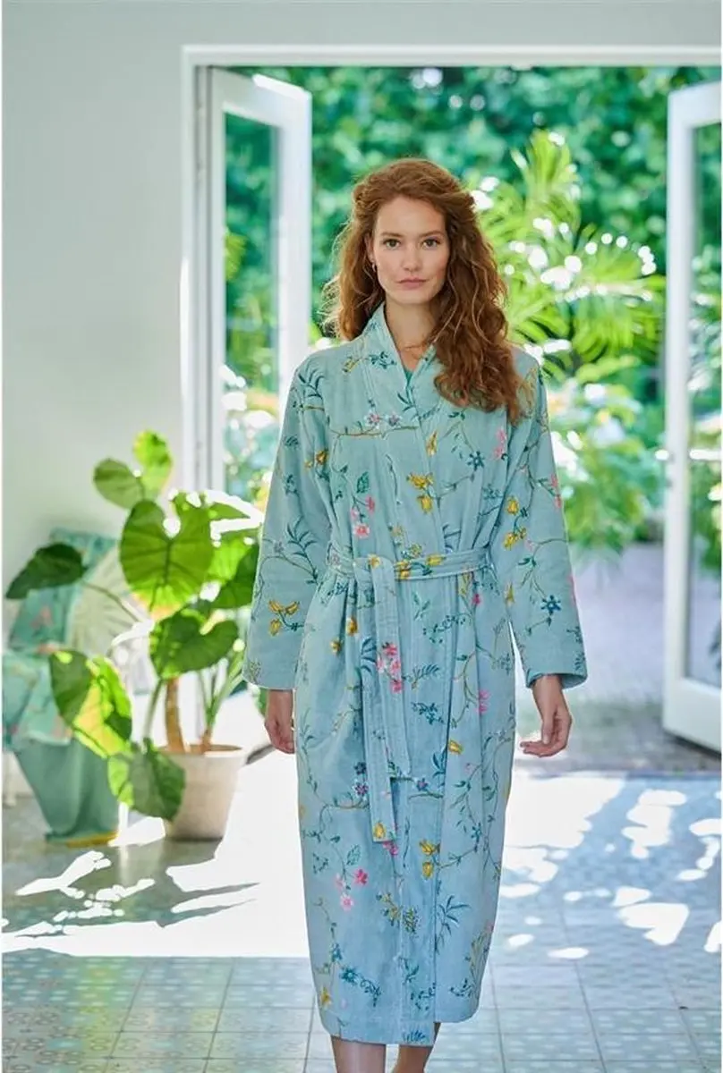 Pip Studio Les Fleurs Badjas Blauw XXL - afbeelding 2 van 6