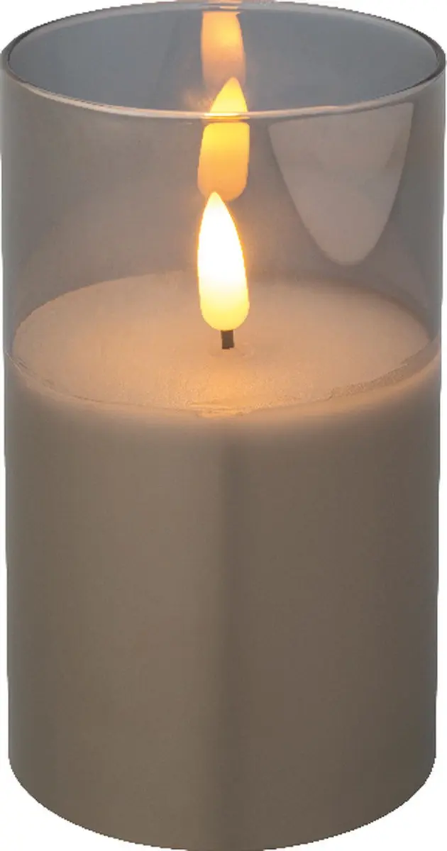 Lumineo LED Kaars 12,5cm Rookgrijs Glas - Warm Wit - afbeelding 4 van 4