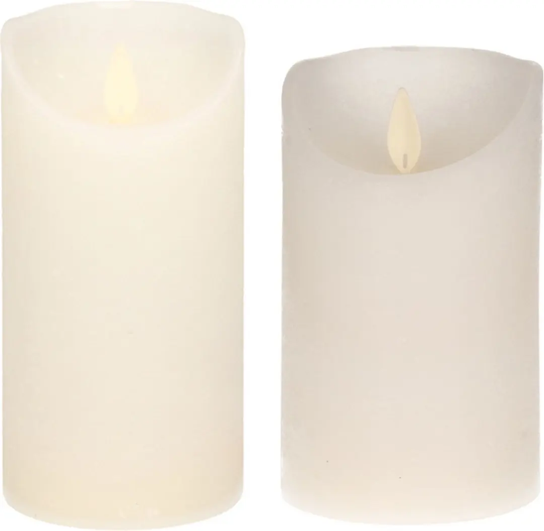 Set van 2x stuks Sneeuw Witte Led kaarsen met bewegende vlam
