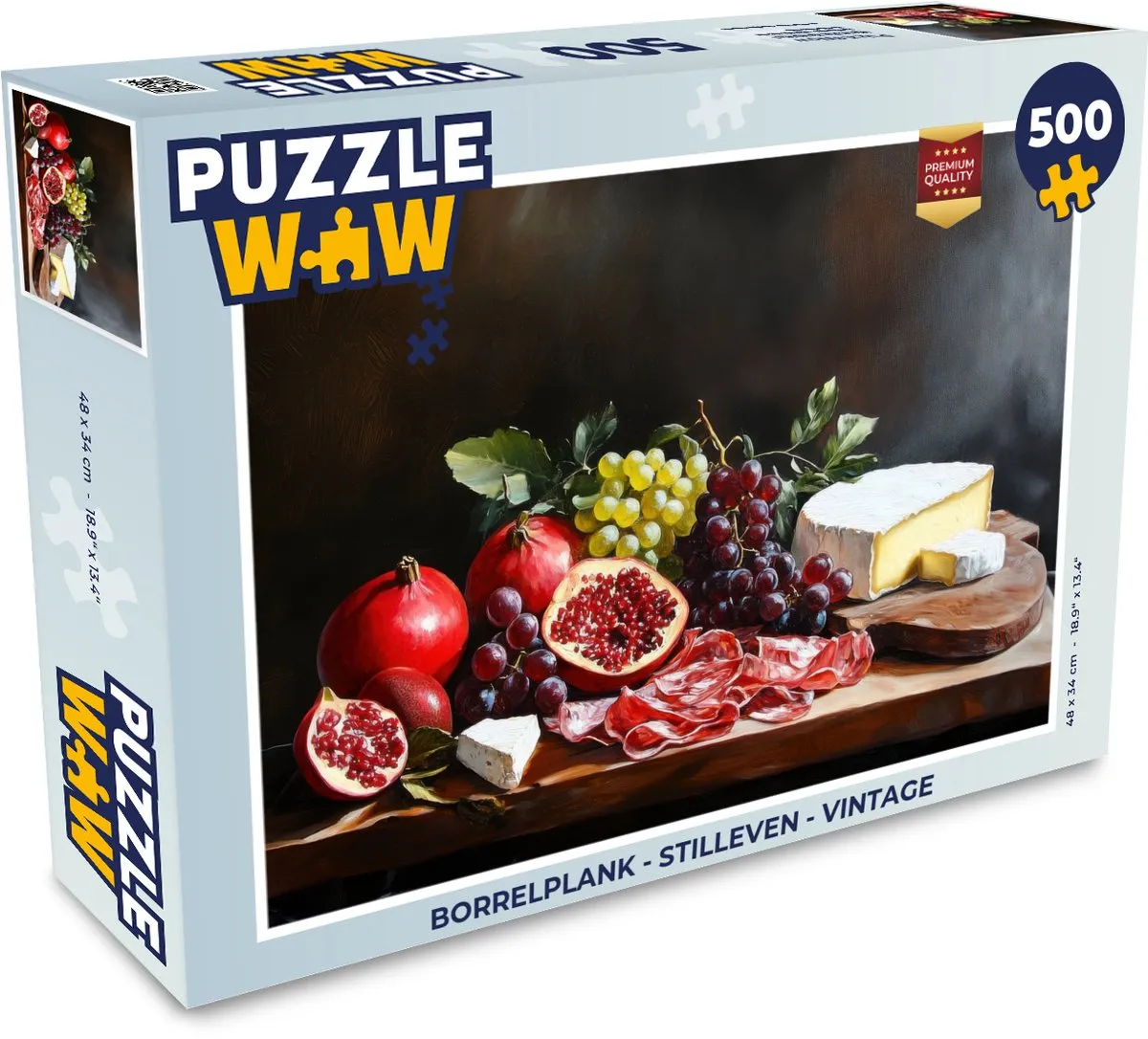PuzzleWow Borrelplank Stilleven Legpuzzel 500 Stuks - Fruitplank