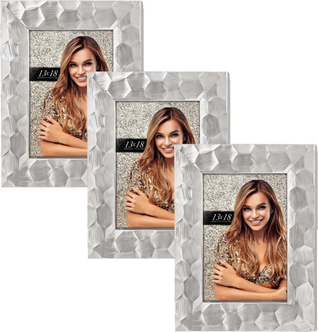 3x stuks kunststof fotolijstje zilver met honinggraatstructuur 26 x 36 cm geschi
