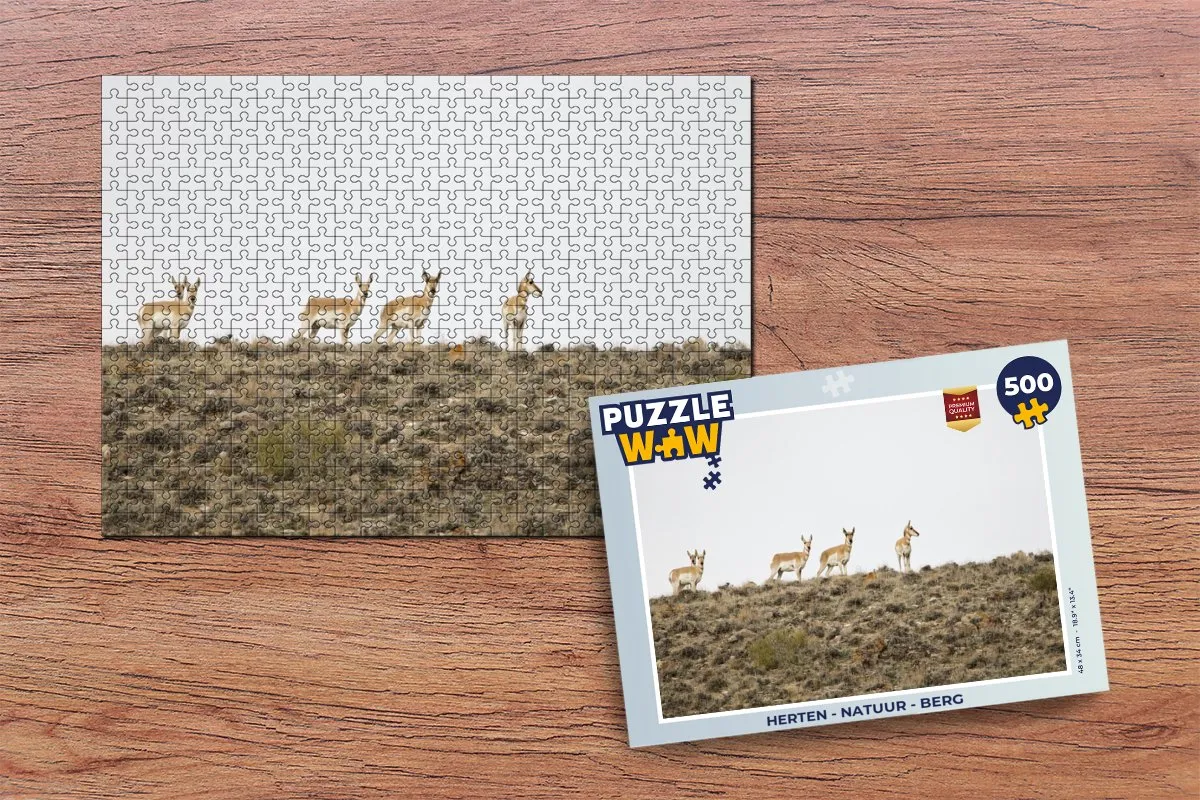 PuzzleWow Herten Natuur Berg Legpuzzel 500 Stuks - Multicolor