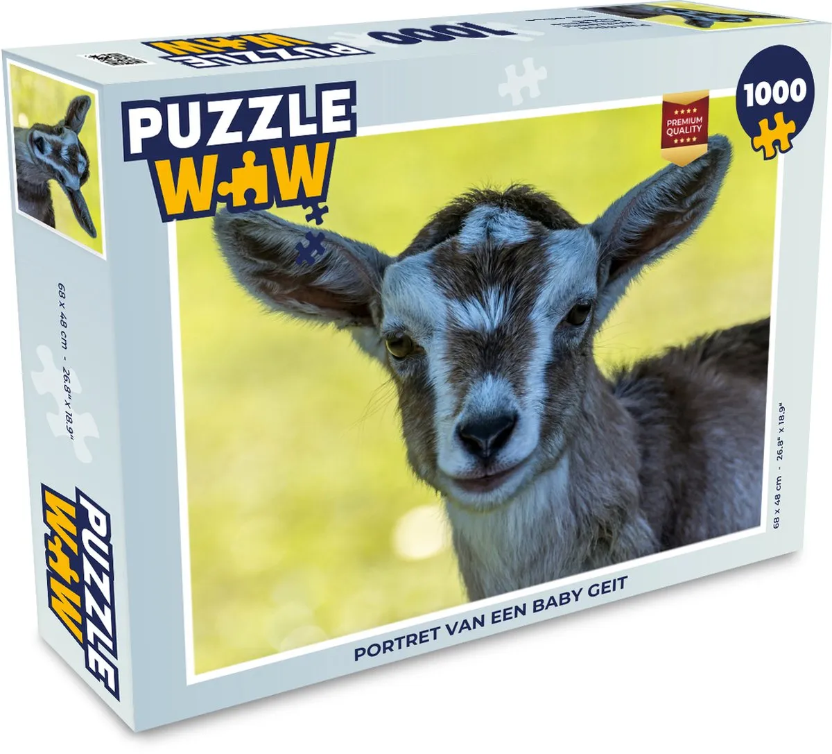 PuzzleWow Geit & Lam Portret Legpuzzel 1000 Stuks - Multicolor