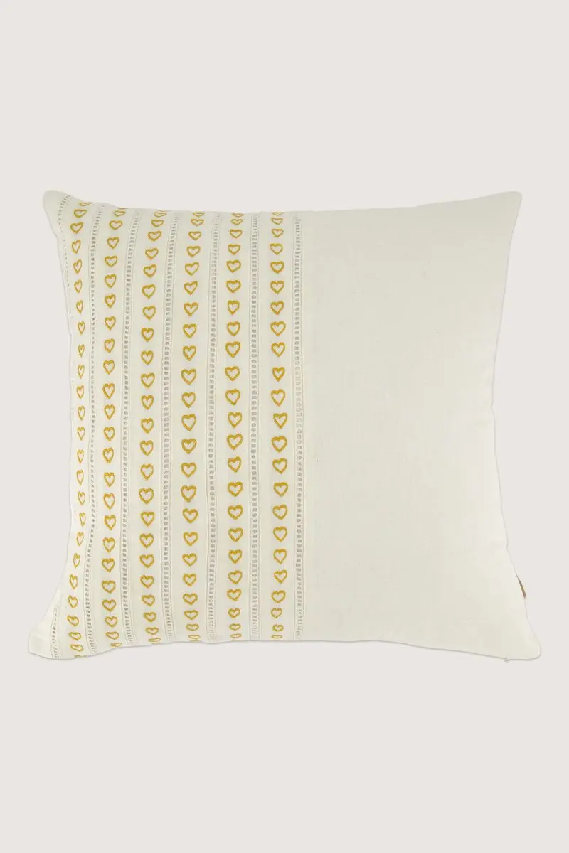 Zusss Kussen Hartjes 45X45cm 100% Katoen White / Ochre