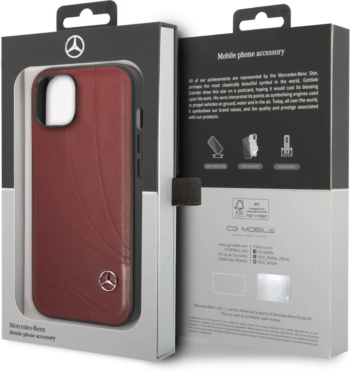 Mercedes-Benz PU Leerhoesje iPhone 14 - Rood - MPN 3666339081461