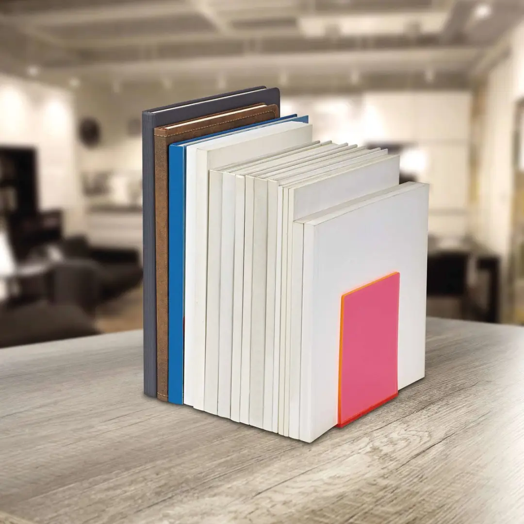 MAUL Boekensteunen Acryl 13cm Transparant Roze - 2 Stuks - afbeelding 3 van 6