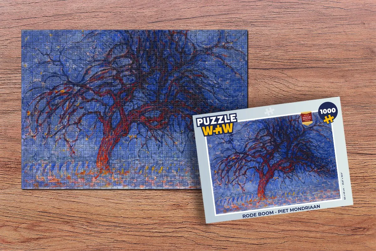 PuzzleWow Legpuzzel Rode Boom Piet Mondriaan 1000 Stuks - Multicolor