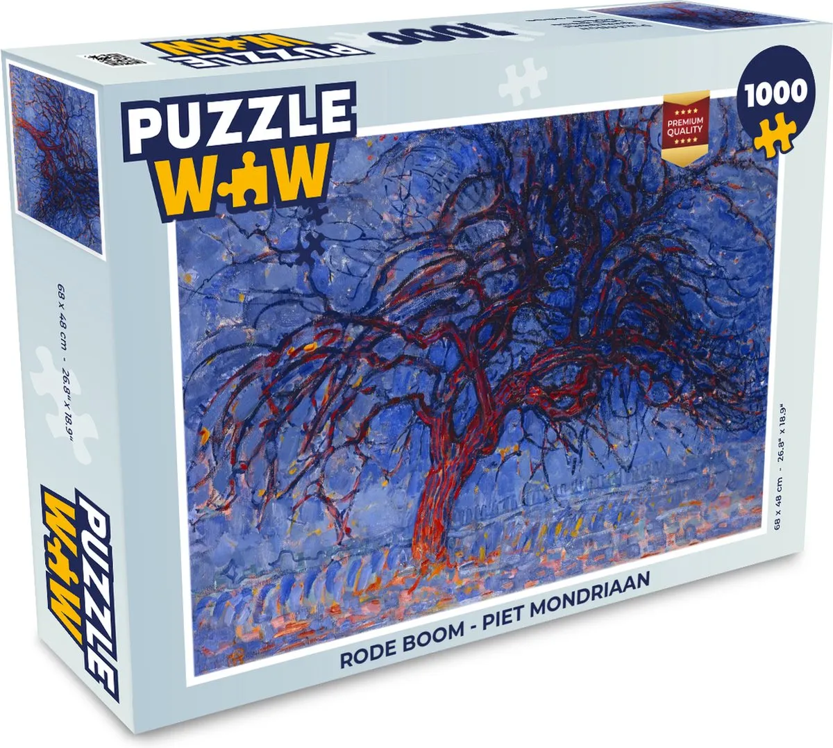 PuzzleWow Legpuzzel Rode Boom Piet Mondriaan 1000 Stuks - Multicolor