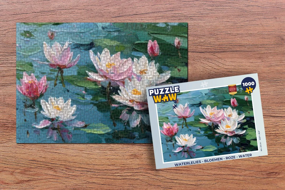 PuzzleWow Waterlelies Legpuzzel 1000 Stuks - Roze