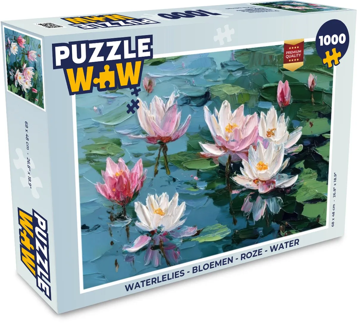 PuzzleWow Waterlelies Legpuzzel 1000 Stuks - Roze