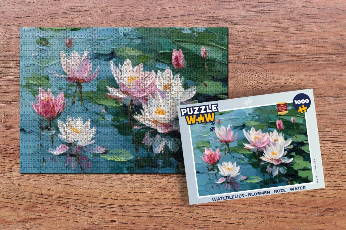 PuzzleWow Waterlelies Legpuzzel 1000 Stuks - Roze