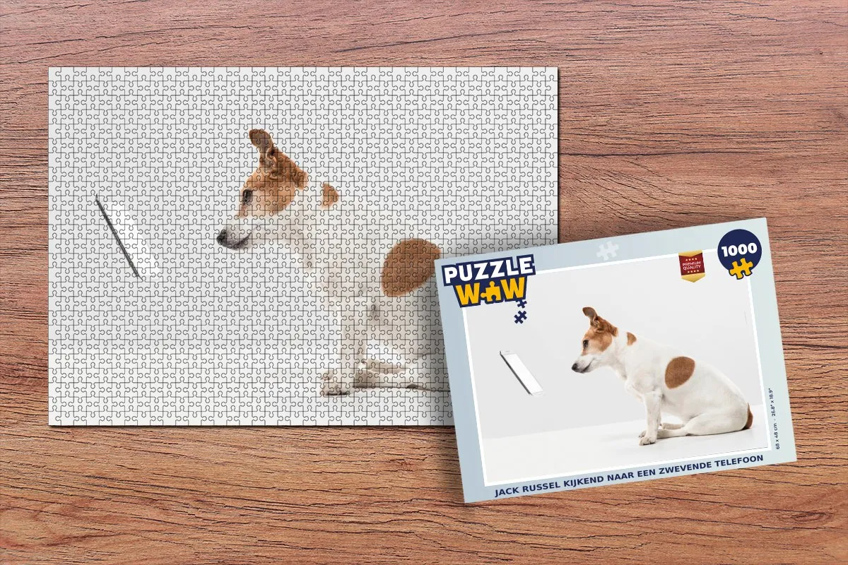 PuzzleWow Legpuzzel Jack Russel Zwevende Telefoon 1000 Stuks - Multicolor