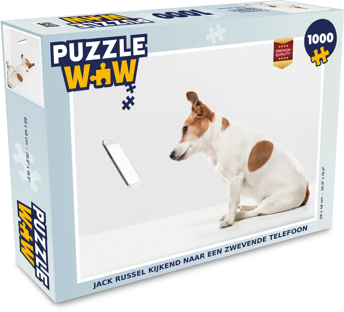 PuzzleWow Legpuzzel Jack Russel Zwevende Telefoon 1000 Stuks