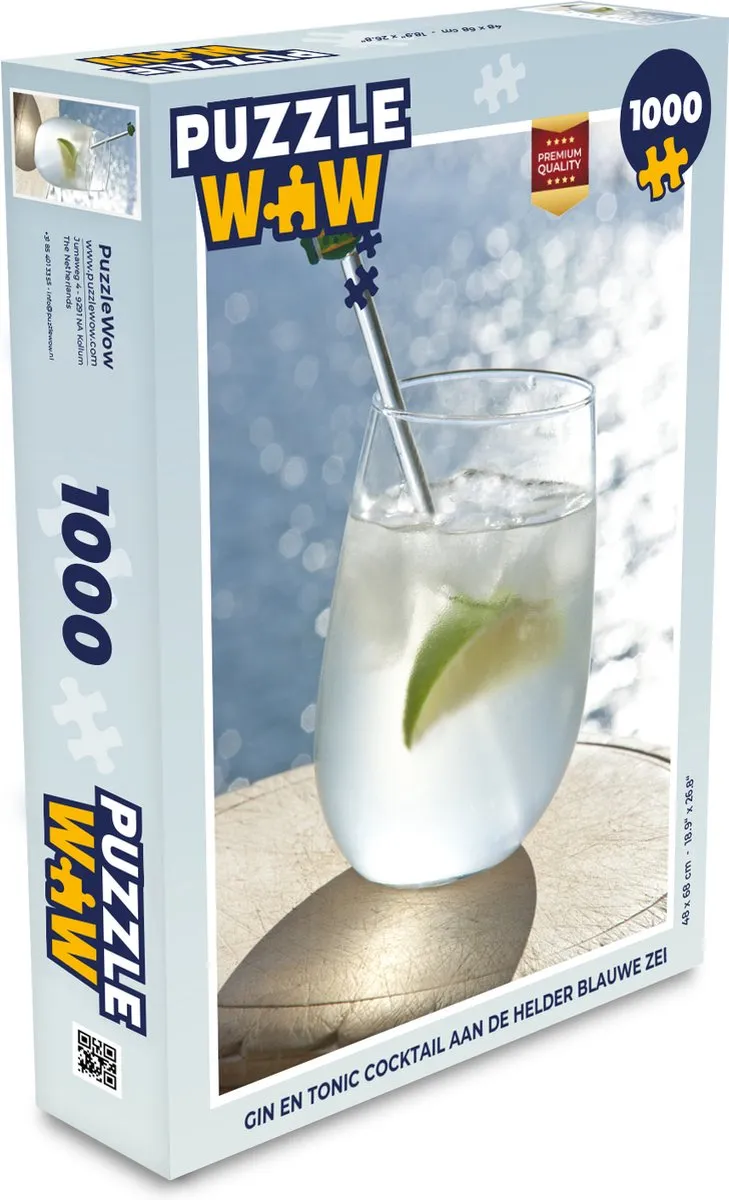PuzzleWow Gin & Tonic Cocktail aan de Zee Legpuzzel 1000 Stuks