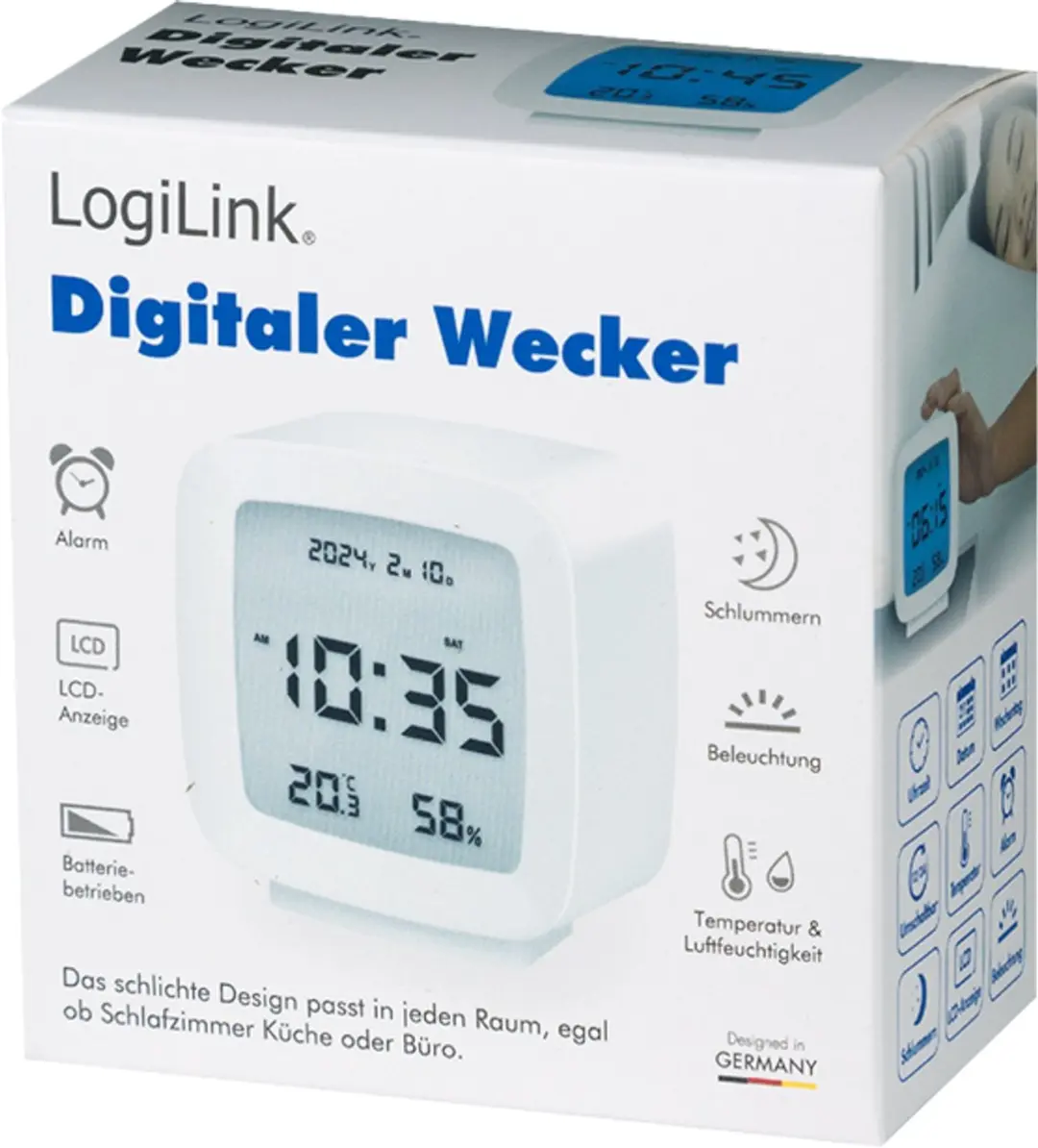 Logilink SC0120 Digitale Wekker - Wit - afbeelding 3 van 6