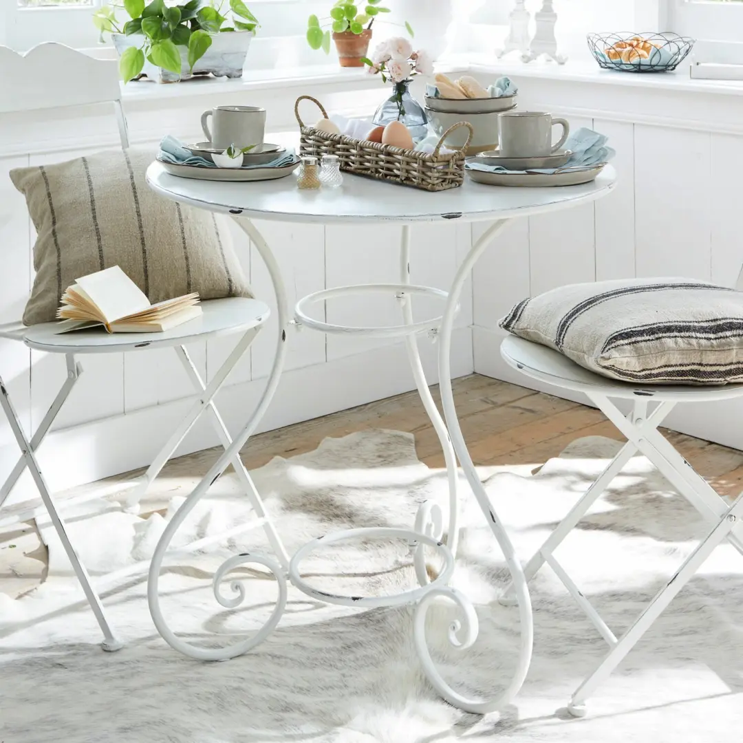 Loberon Iteuil Tafel - Ø69.5cm - 6 Personen - Antiekwit - afbeelding 6 van 6