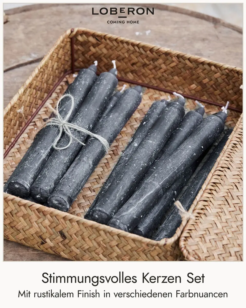 Loberon Bauceau Kaarsen - 12 Stuks Antraciet - afbeelding 2 van 4