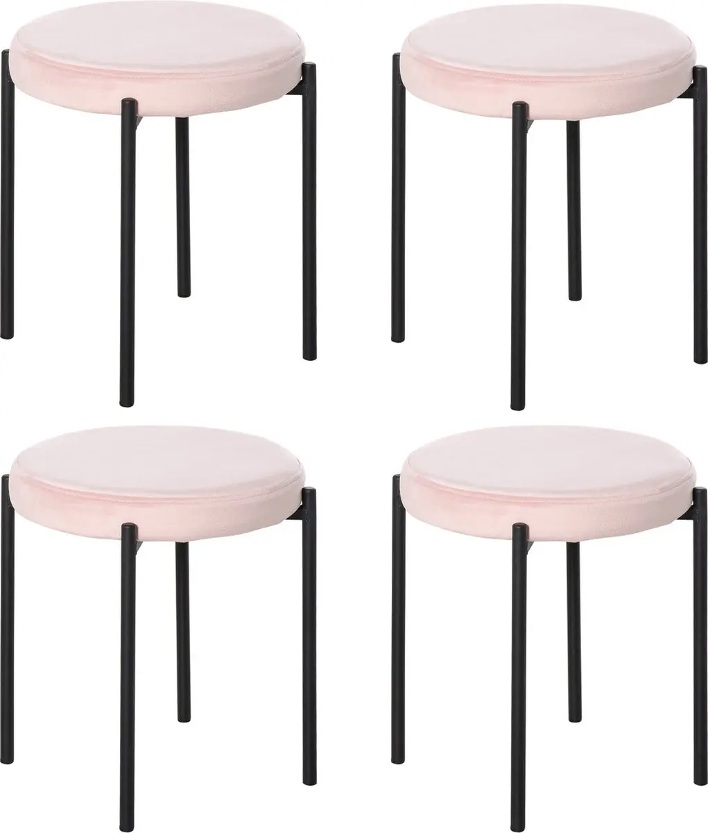 HOMCOM Set van 4 eetkamerkrukken stapelkrukken moderne barkrukken polyester staa